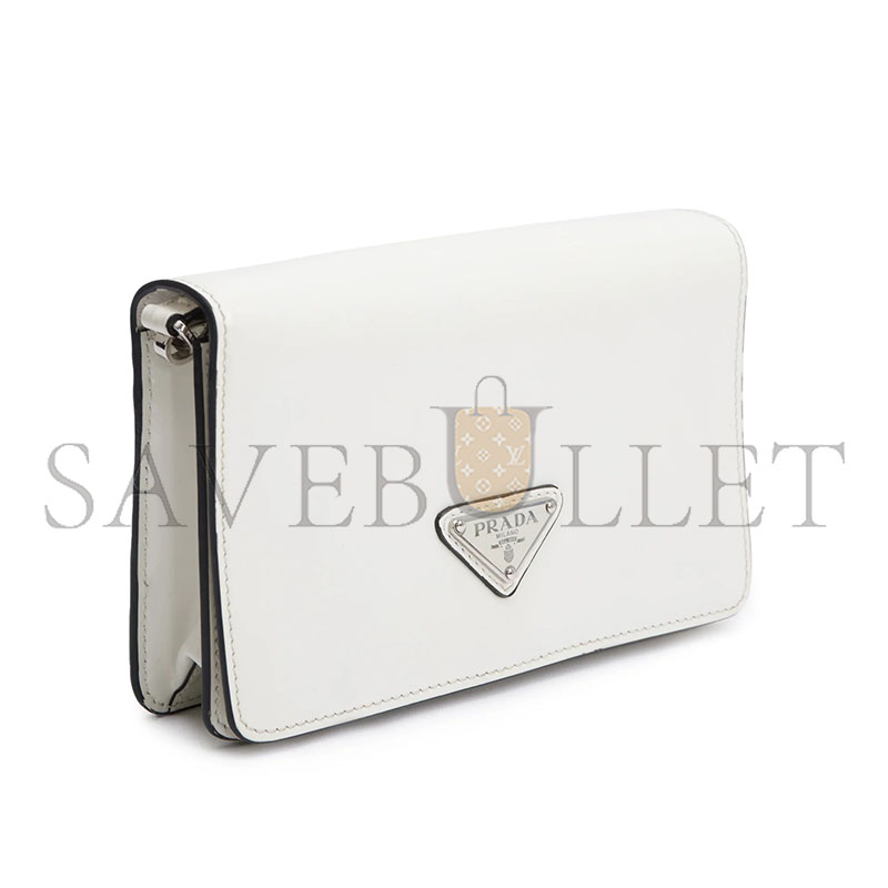 Pra*a logo leather wallet on chain in white 1bd307 (19*10.5*3.5cm)